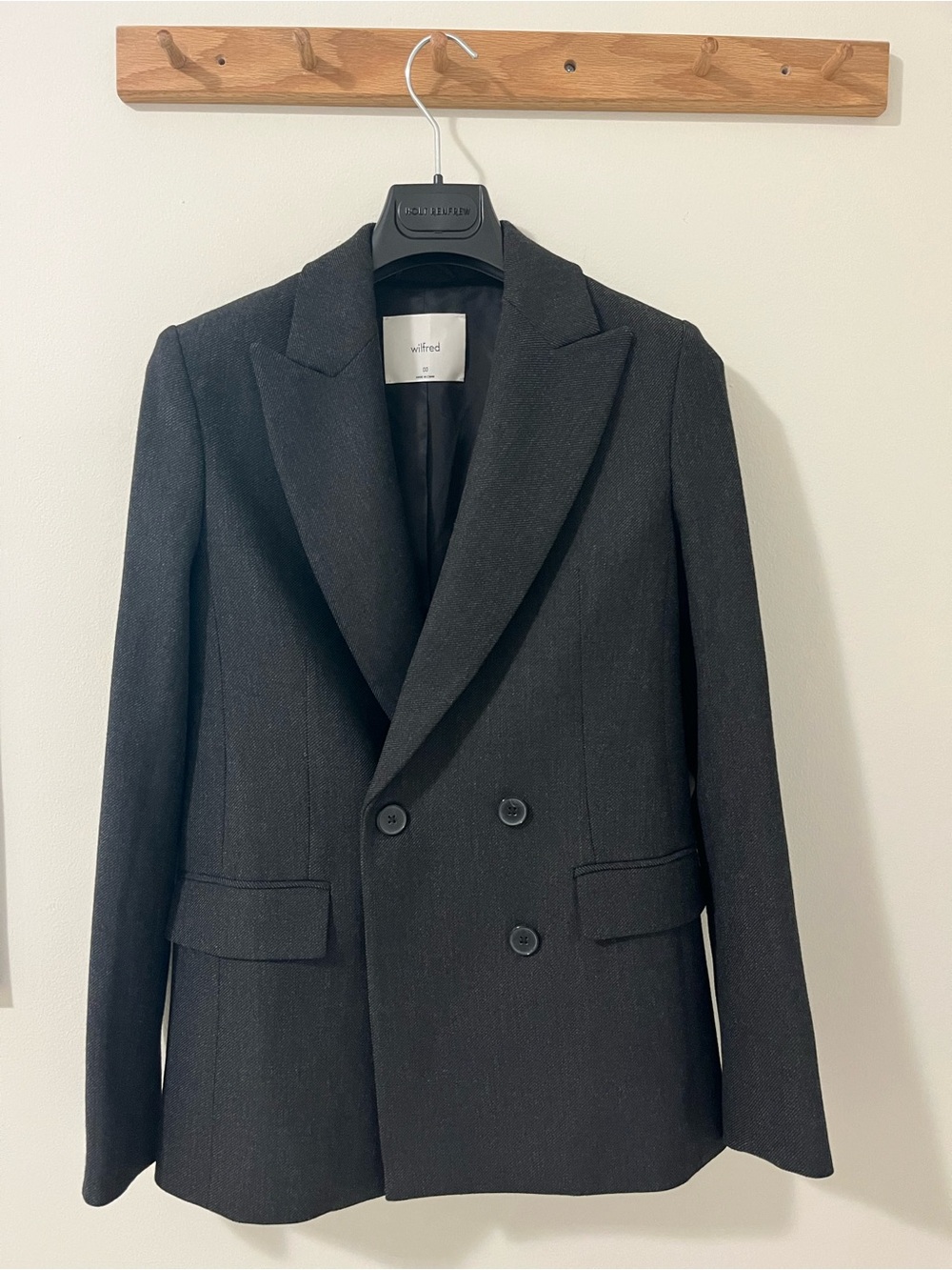 Wilfred Black Double-Breasted Blazer with Peak Lapels